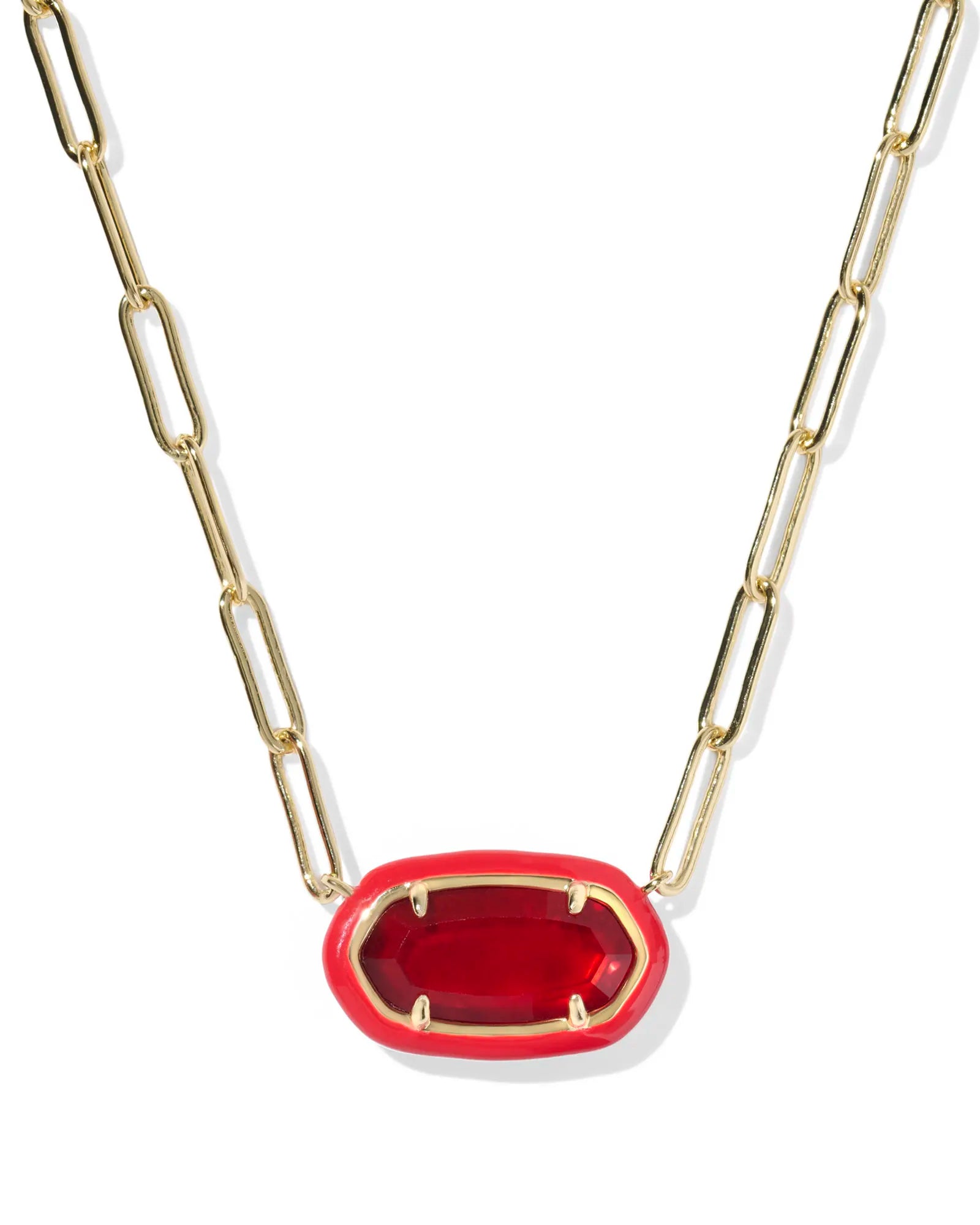Elisa Gold Paperclip Red Illusion Necklace